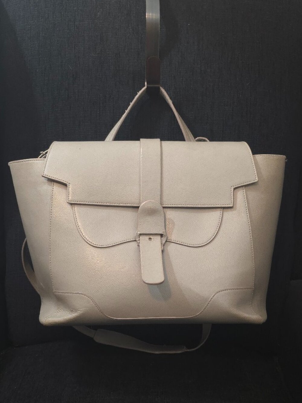 Senreve Maestra Soft Gray Convertible Leather Backpack Bag